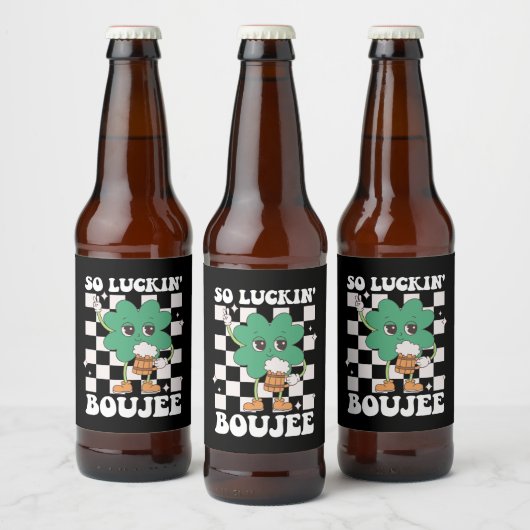 Luckin' Boujee Lucky Shamrock St Patrick's Day Bier Etiket (Flessen)