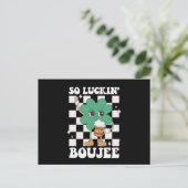 Luckin' Boujee Lucky Shamrock St Patrick's Day Briefkaart (Staand voorkant)
