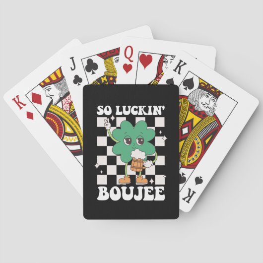 Luckin' Boujee Lucky Shamrock St Patrick's Day Pokerkaarten (Achterkant)