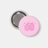 Lucky 08 Roze Neon Typografie Ontwerp Magneet (Voorkant / Achterkant)