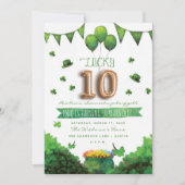 Lucky 10 Patrick's Day verjaardagsfeestje uitnodig Kaart (Voorkant)