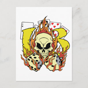 Lucky 13 Dice and Skull Briefkaart