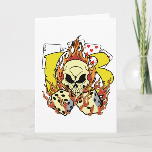 Lucky 13 Dice and Skull Kaart (Voorkant)