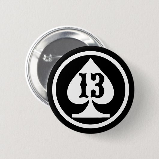 LUCKY 13 SPADE RONDE BUTTON 5,7 CM (Voorkant /achterkant)