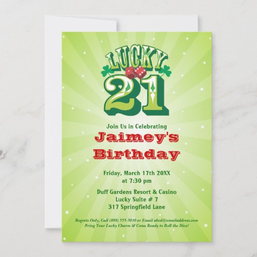 Lucky 21 - Aannodiging voor Aangepaste verjaardag Kaart (Voorkant)