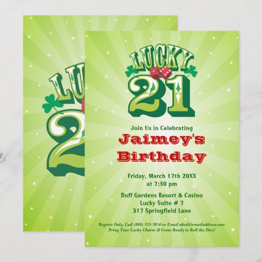 Lucky 21 - Aannodiging voor Aangepaste verjaardag Kaart (Voorkant / Achterkant)