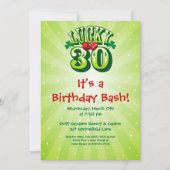 Lucky 30 Party Invitation on Green Kaart (Voorkant)