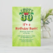 Lucky 30 Party Invitation on Green Kaart (Staand voorkant)