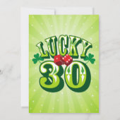 Lucky 30 Party Invitation on Green Kaart (Achterkant)