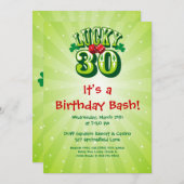 Lucky 30 Party Invitation on Green Kaart (Voorkant / Achterkant)