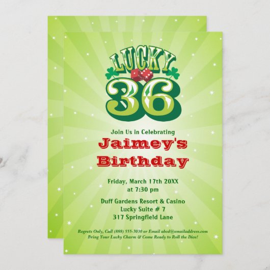Lucky 36 - Aannodiging voor Aangepaste verjaardag Kaart (Voorkant / Achterkant)