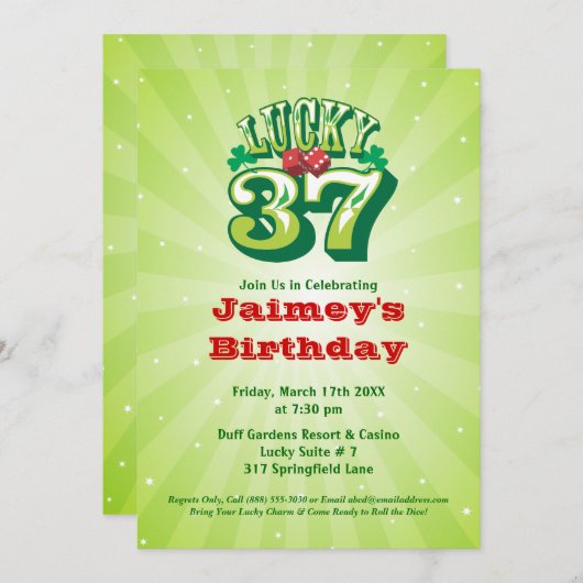 Lucky 37 - Aannodiging voor Aangepaste verjaardag Kaart (Voorkant / Achterkant)