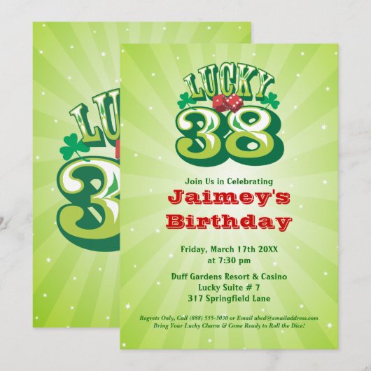 Lucky 38 - Aannodiging voor Aangepaste verjaardag Kaart (Voorkant / Achterkant)