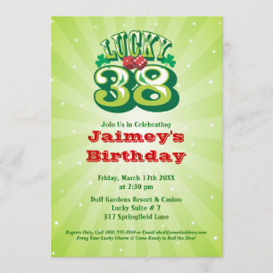 Lucky 38 - Aannodiging voor Aangepaste verjaardag Kaart
