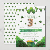 Lucky 3 Patrick's Day Birthday Party Kaart (Voorkant / Achterkant)