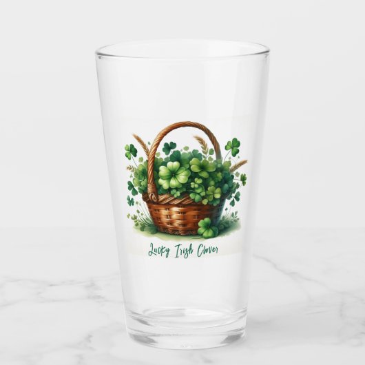 Lucky 4-Leaf Clover Irish Glass Cup Glas (Voorkant)