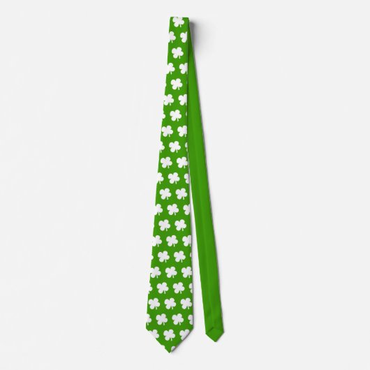 Lucky 4 Leaf Clover Shamrock St Patricks Day Strop Stropdas (Voorkant)