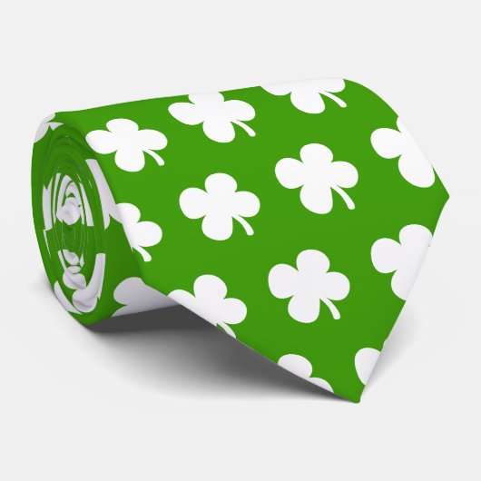 Lucky 4 Leaf Clover Shamrock St Patricks Day Strop Stropdas (Opgerold)