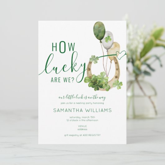 Lucky 4 Leaf Clover St. Patrick Irish Baby shower Kaart (Staand voorkant)