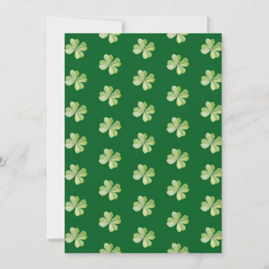 Lucky 4 Leaf Clover St. Patrick Irish Baby shower Kaart (Achterkant)