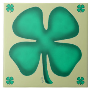 Lucky 4 Leaf Ierse Klaver 5 lt groene grote tegel Tegeltje