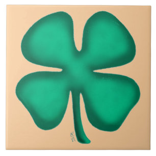 Lucky 4 Leaf Ierse Klaver bruin grote tegel Tegeltje