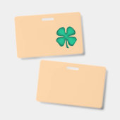 Lucky 4 Leaf Ierse Klaver bruine badge horizontaal (Voor- en achterkant)