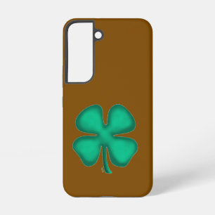 Lucky 4 Leaf Ierse klaver bruine S22 telefoonhoes Samsung Galaxy Hoesje