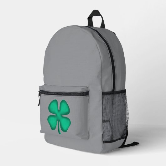 Lucky 4 Leaf Ierse Klaver grijze rugzak (Achterkant Hoek Rechts)