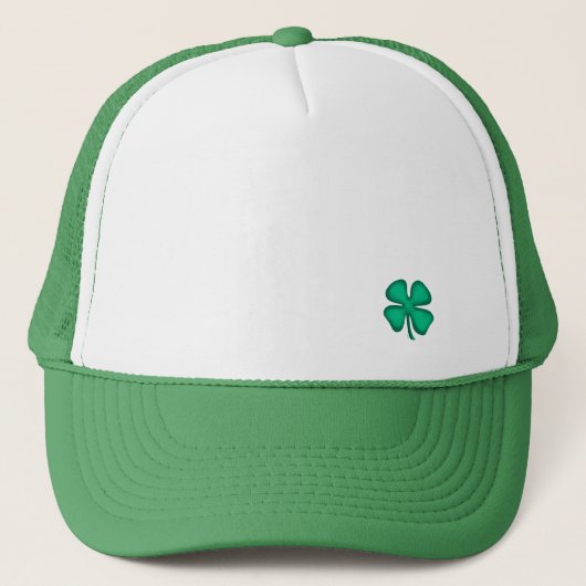 Lucky 4 Leaf Ierse Klaver groene truckerhoed Trucker Pet (Voorkant)