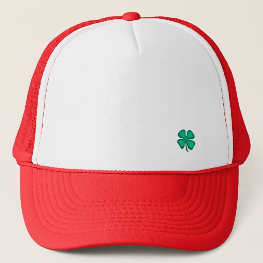 Lucky 4 Leaf Ierse Klaver rode schuim trucker hoed Pet (Voorkant)