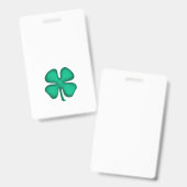 Lucky 4 Leaf Ierse Klaver witte badge verticaal (Voor- en achterkant)