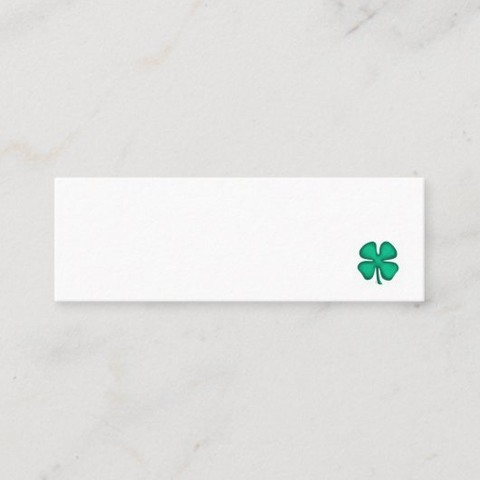 Lucky 4 Leaf Ierse klaver witte mini visitekaartje (Voorkant)