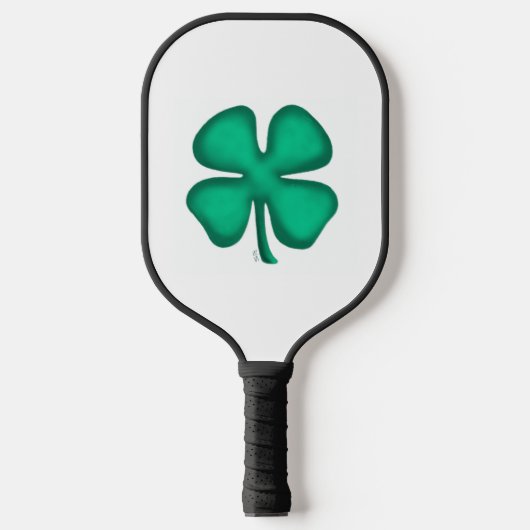 Lucky 4 Leaf Ierse Klaver witte pickleball paddle (Voorkant)