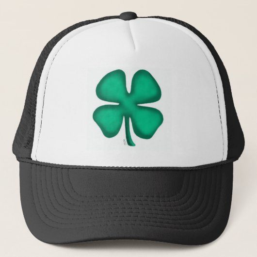 Lucky 4 Leaf Ierse klaver zwarte trucker hoed Pet (Voorkant)