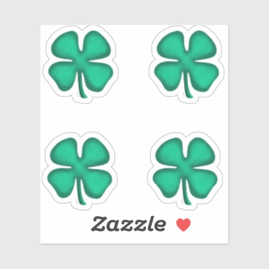 Lucky 4 Leaf Irish Clover 4 small contour stickers (Vel)