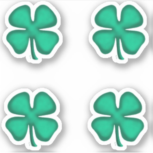 Lucky 4 Leaf Irish Clover 4 small contour stickers (Voorkant)