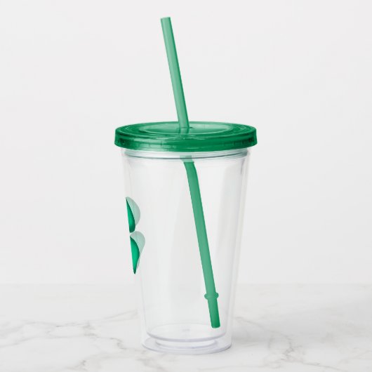 Lucky 4 Leaf Irish Clover acryltumbler Acryl Drinkbeker (Links)