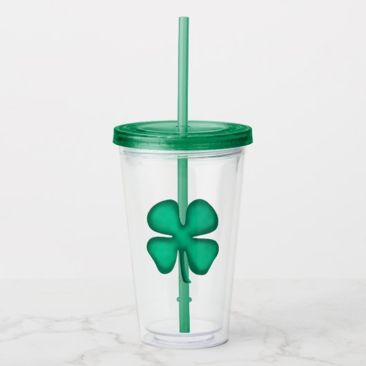Lucky 4 Leaf Irish Clover acryltumbler Acryl Drinkbeker (Voorkant)