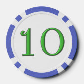 Lucky 4 Leaf Irish Clover blu 10 streep poker chip (Achterkant)