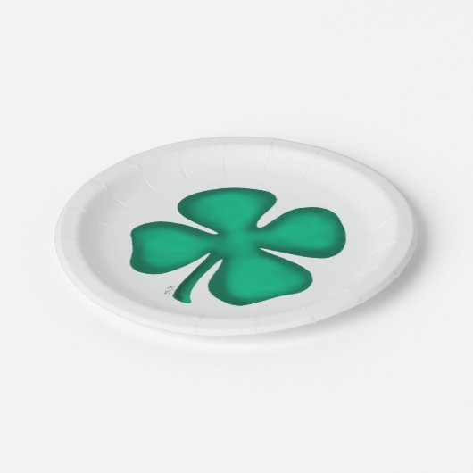 Lucky 4 Leaf Irish Clover-borden Papieren Bordje (Gekanteld)