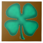 Lucky 4 Leaf Irish Clover brown large tile Tegeltje (Voorkant)