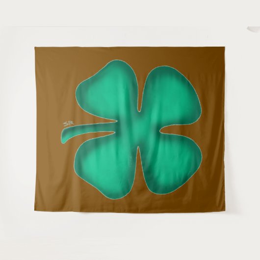 Lucky 4 Leaf Irish Clover brown tapestry Wandkleed (Voorkant (horizontaal))