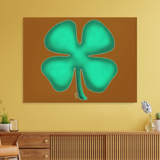 Lucky 4 Leaf Irish Clover bruin canvas print (Insitu (Woonkamer))