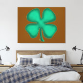 Lucky 4 Leaf Irish Clover bruin canvas print (Insitu (Slaapkamer))