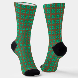Lucky 4 Leaf Irish Clover bruin premium sokken