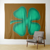 Lucky 4 Leaf Irish Clover bruin wandtapijt Wandkleed (In Situ (horizontaal))