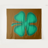 Lucky 4 Leaf Irish Clover bruin wandtapijt Wandkleed (Voorkant (horizontaal))