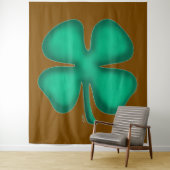 Lucky 4 Leaf Irish Clover bruin wandtapijt Wandkleed (In situ)