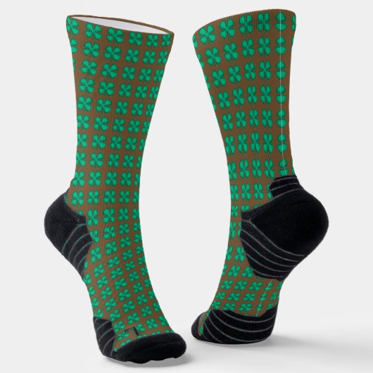 Lucky 4 Leaf Irish Clover bruine performance sokke Sokken (Gebogen)